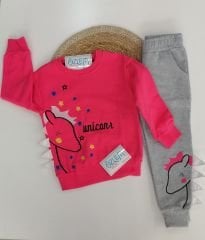 Pembe Unicorn Figürlü Kız Çocuk Takım