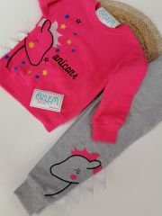 Pembe Unicorn Figürlü Kız Çocuk Takım