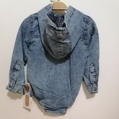 Kırmızı Balık Kapüşonlu Denim Tulum