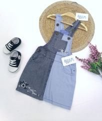 Çapraz Renk Denim Salopet Elbise