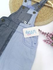 Çapraz Renk Denim Salopet Elbise