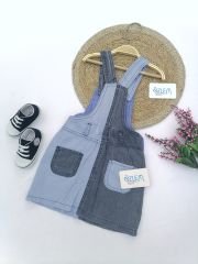 Çapraz Renk Denim Salopet Elbise