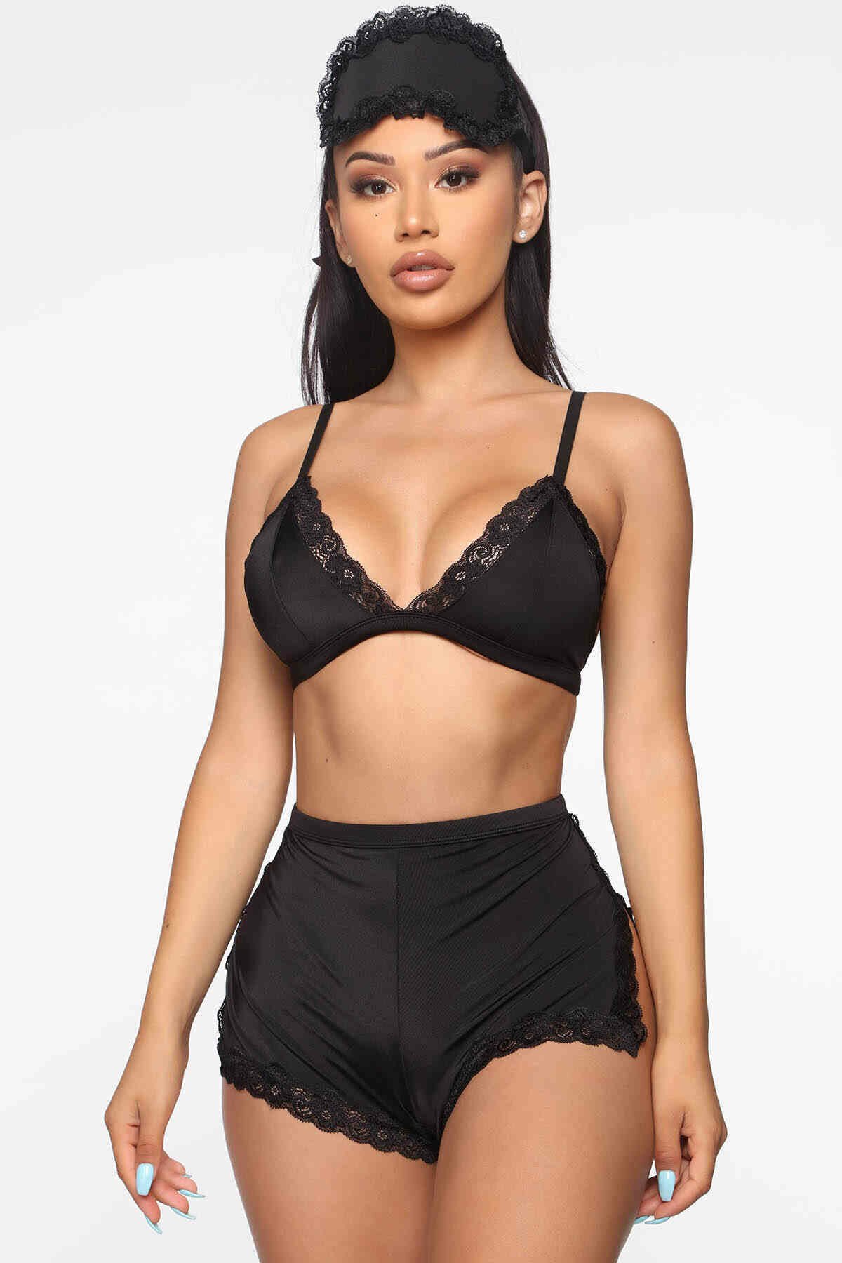 Gizotti Women s Sexy Bra Panty Set Black GZT3247 L Black