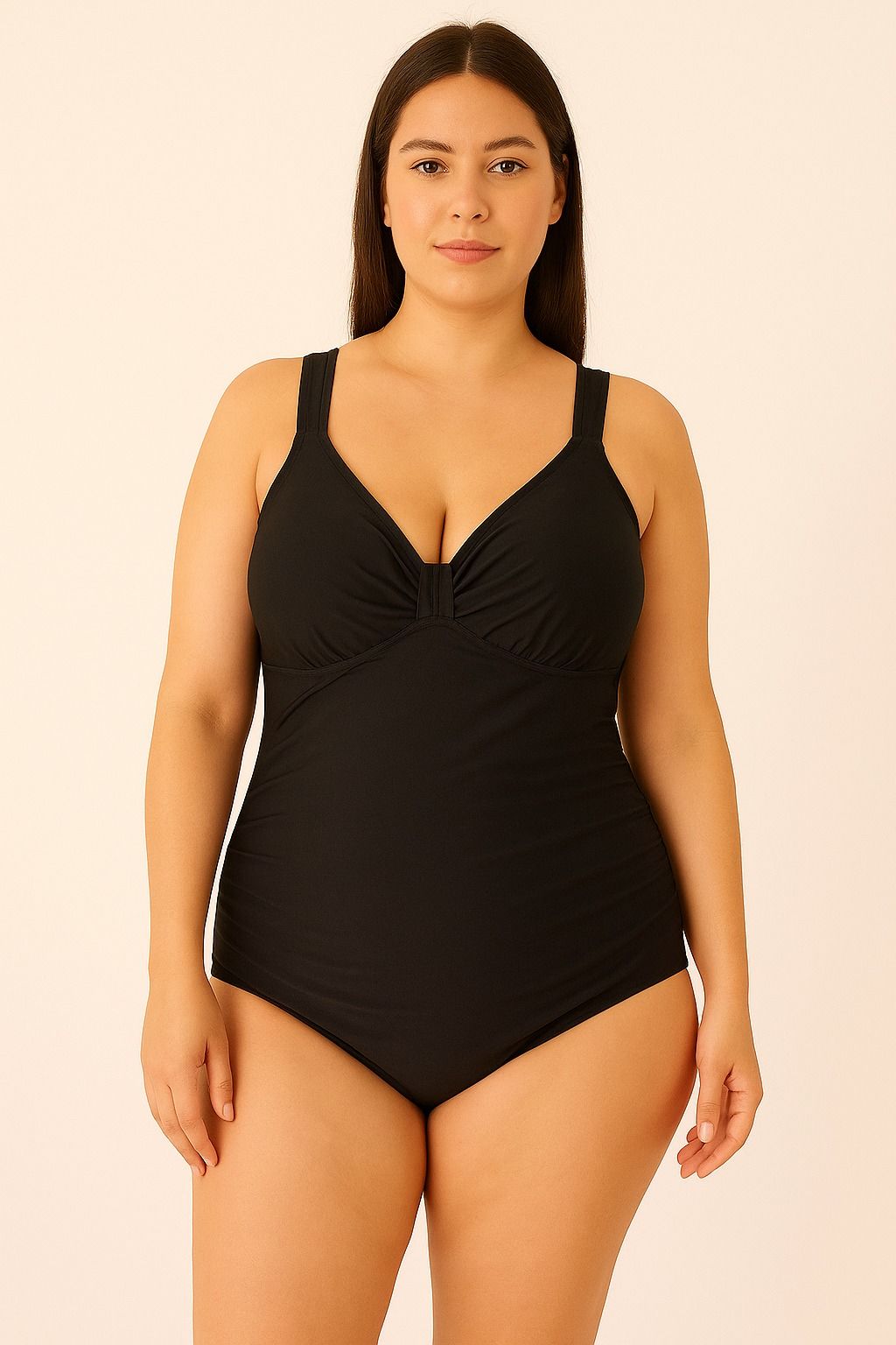 Göğüs Büzgü Detaylı Kadın Mayo