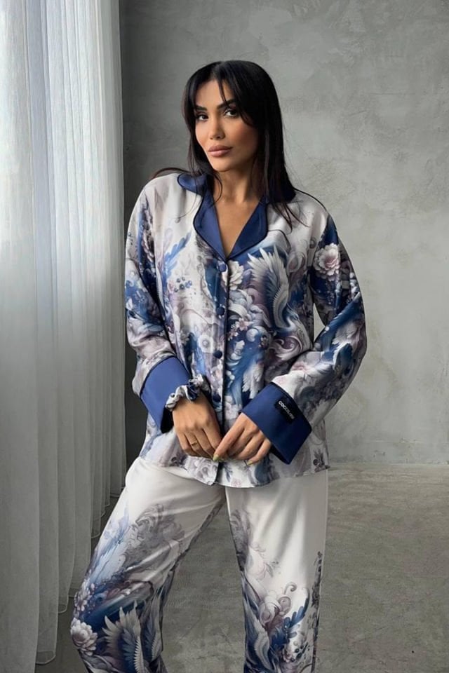 GİZOTTİ D ACQUA SATEN ÜÇLÜ PİJAMA TAKIMI