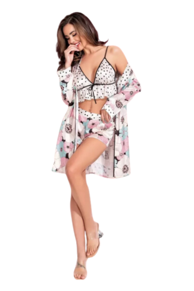 Gizotti Saten Üçlü Şortlu Pijama Takımı