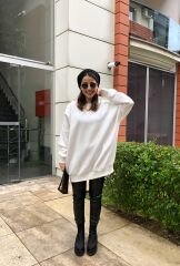 Malaya Oversize Sweatshirt - Beyaz