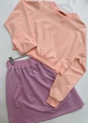 Malaya Mevsimlik Crop Sweatshirt - Toz Pembe