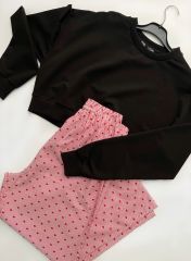 Malaya Mevsimlik Crop Sweatshirt - Siyah