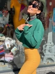 Malaya Mevsimlik Crop Sweatshirt - Yeşil