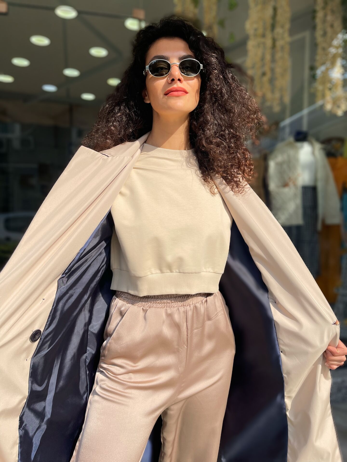 Malaya Mevsimlik Crop Sweatshirt - Bej