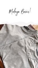 Malaya Basic Gri Bisiklet Yaka Oversize Tshirt