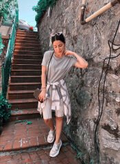 Malaya Basic Gri Bisiklet Yaka Oversize Tshirt