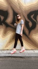 Malaya Basic Oversize Tshirt - Gri V yaka