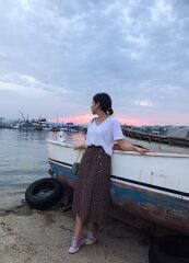 Malaya Basic Oversize Tshirt - Beyaz V yaka
