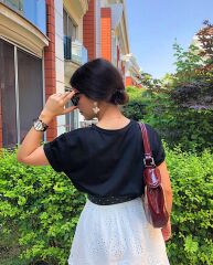 Malaya Basic Oversize Tshirt - Siyah V yaka