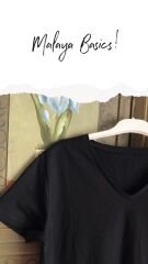 Malaya Basic Oversize Tshirt - Siyah V yaka