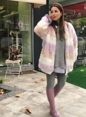 Malaya Bloklu Peluş Bomber Ceket