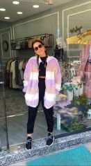 Malaya Bloklu Peluş Bomber Ceket