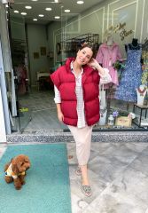 Oversize Şişme Yelek - Bordo