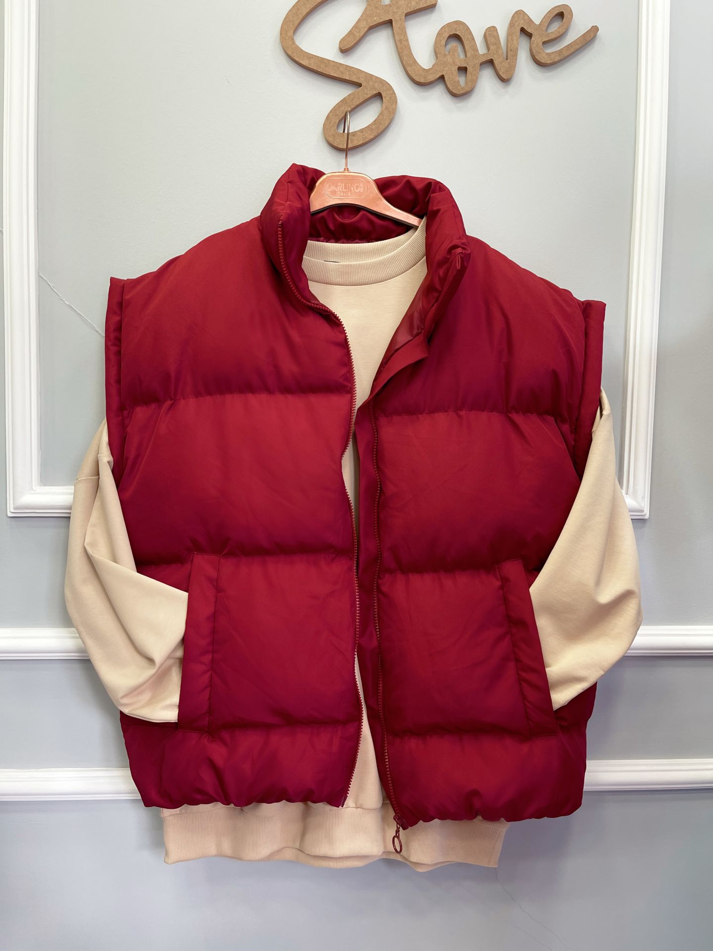 Oversize Şişme Yelek - Bordo