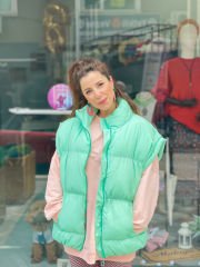 Oversize Şişme Yelek - Su Yeşili