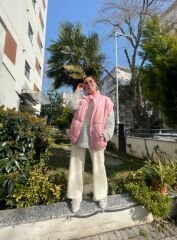 Oversize Şişme Yelek - Toz Pembe