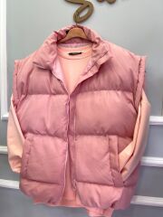 Oversize Şişme Yelek - Toz Pembe