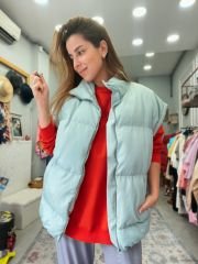 Oversize Şişme Yelek - Mint