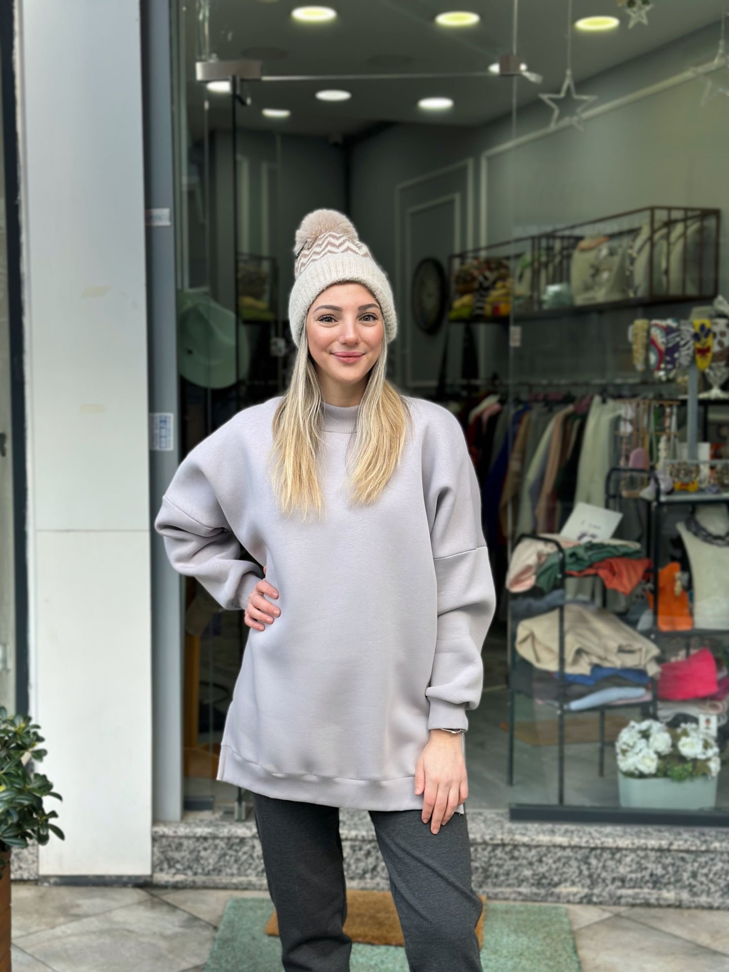 Malaya Oversize Gri Sweatshirt