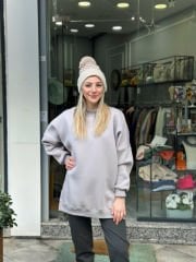 Malaya Oversize Gri Sweatshirt