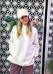 Malaya Beyaz Oversize Kalın Sweatshirt