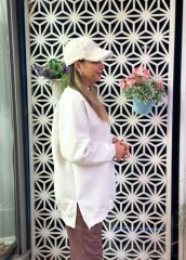 Malaya Beyaz Oversize Kalın Sweatshirt