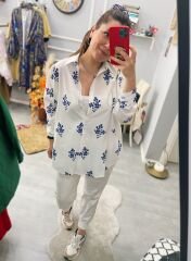 Oversize Desenli Gömlek