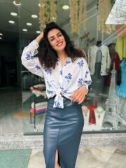 Oversize Desenli Gömlek