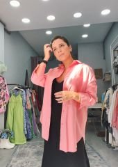 Oversize Poplin Gömlek - Pembe