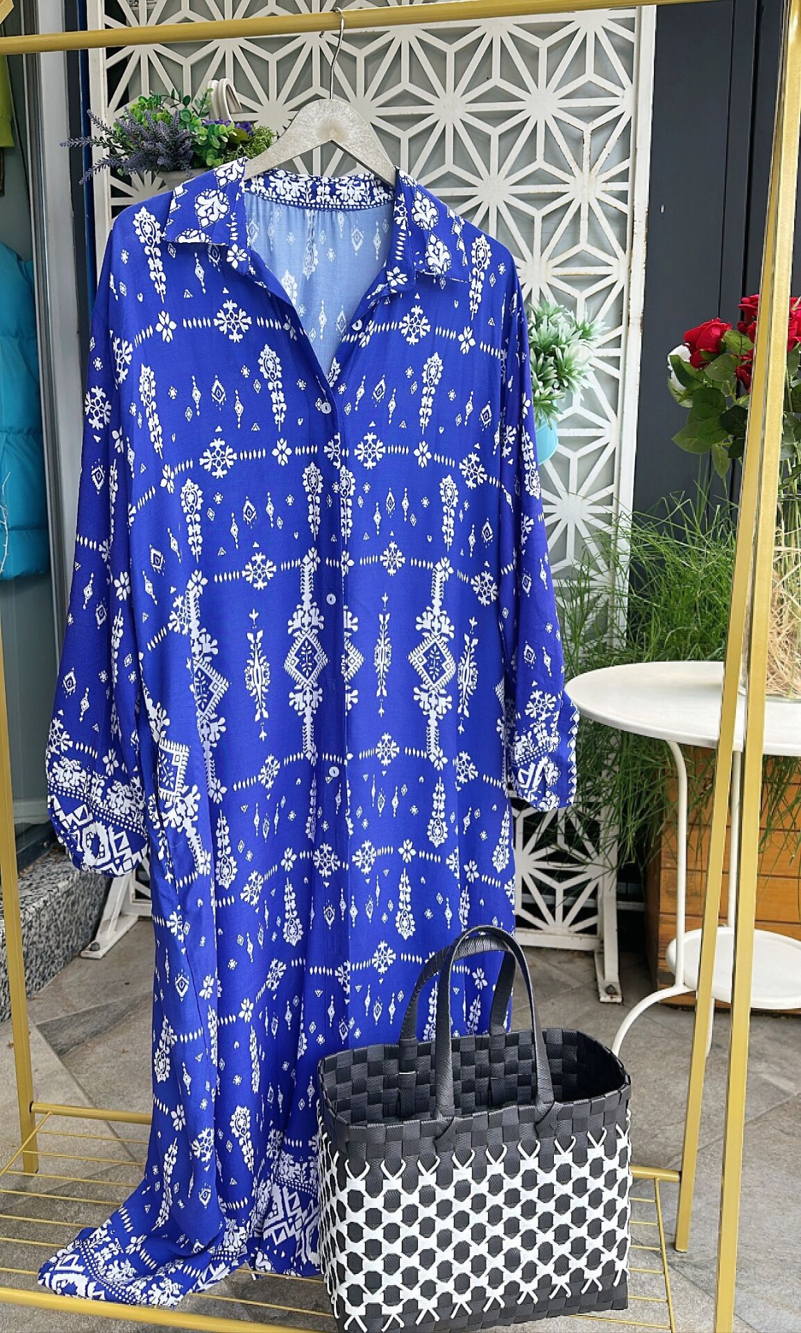 Morcivert Maksi Boy Viskon Kimono Elbise