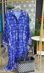 Morcivert Maksi Boy Viskon Kimono Elbise