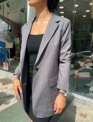 Çizgili Oversize Blazer Ceket