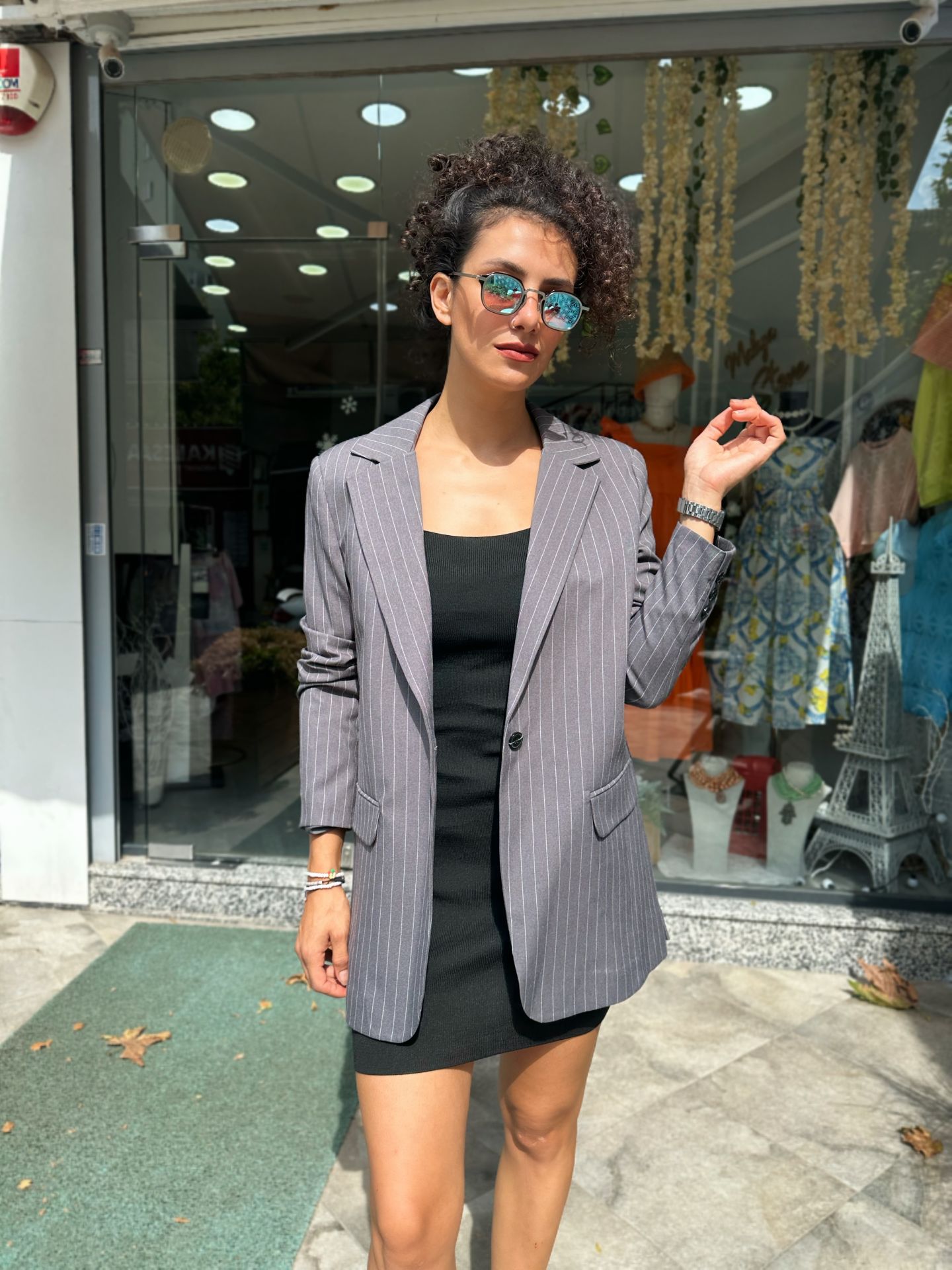 Çizgili Oversize Blazer Ceket