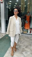 Çizgili Oversize Blazer Ceket