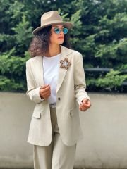 Çizgili Oversize Blazer Ceket