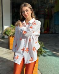 Oversize Çiçekli Gömlek