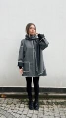 Biyeli Kaşe Dokulu İnce Ceket