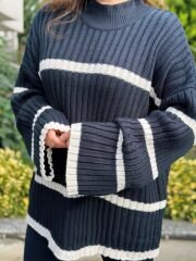Çizgili Oversize Kazak