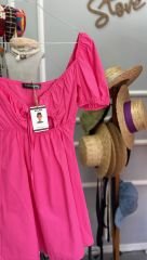 Fuşya Mini Poplin Elbise