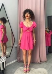Fuşya Mini Poplin Elbise