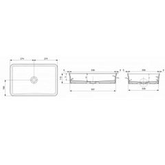 Bocchi Slim Line Dikdörtgen İnce Kenar Lavabo 55×38 cm-Parlak Beyaz