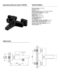 Newarc Aqua Banyo Bataryası Siyah 941511B