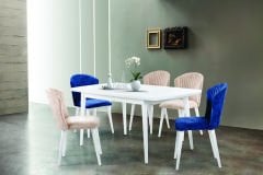 Oval Torna Ayaklı Açılır Masa (Beyaz)